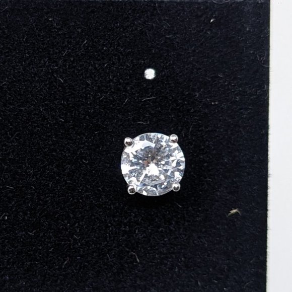 New Rhodalite Over Sterling Silver Diamond Simulant Stud Earrings - Picture 6 of 6